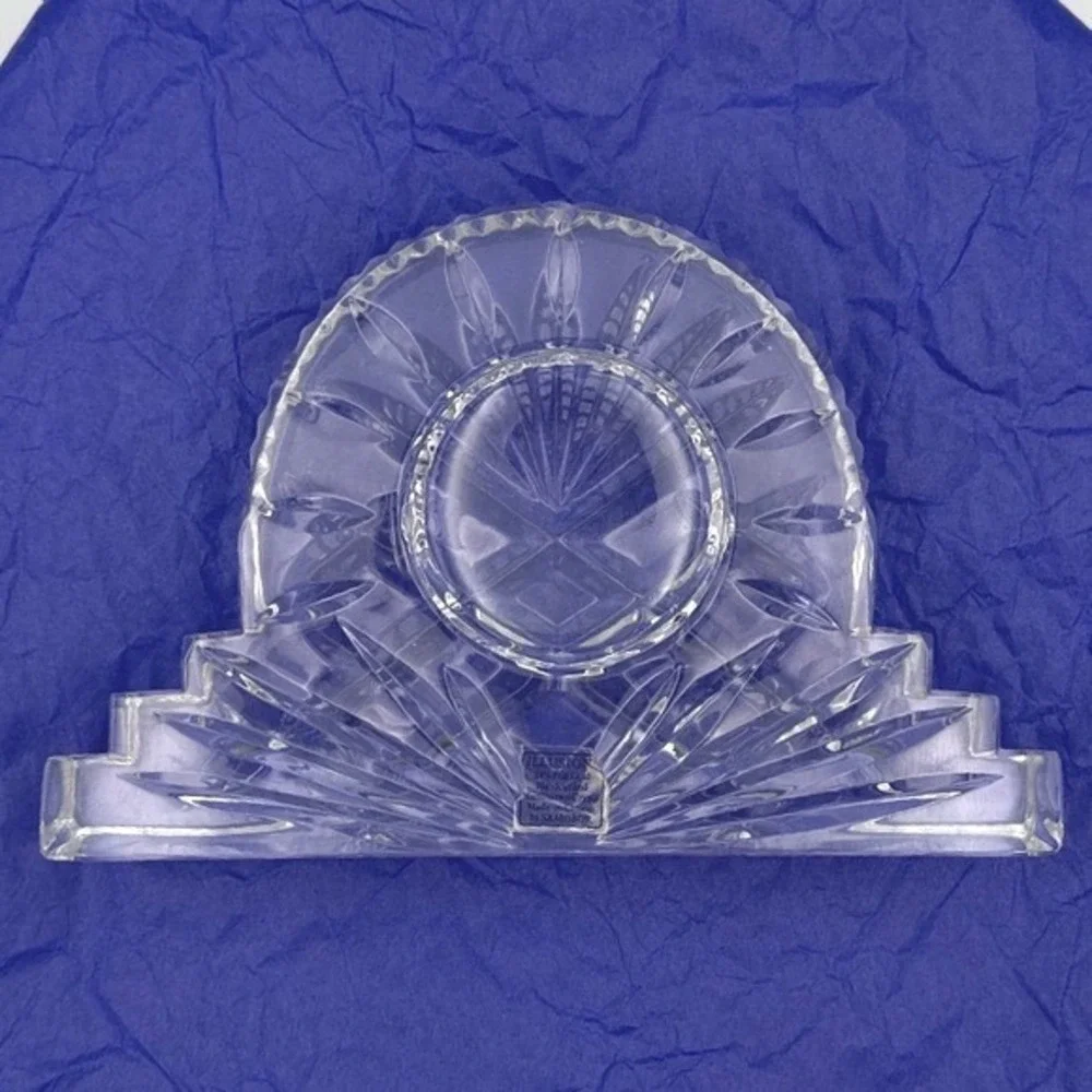 Samobor Illusion Lead Crystal Desk Clock Handcut/blown Gold Quartz Clock Croatia